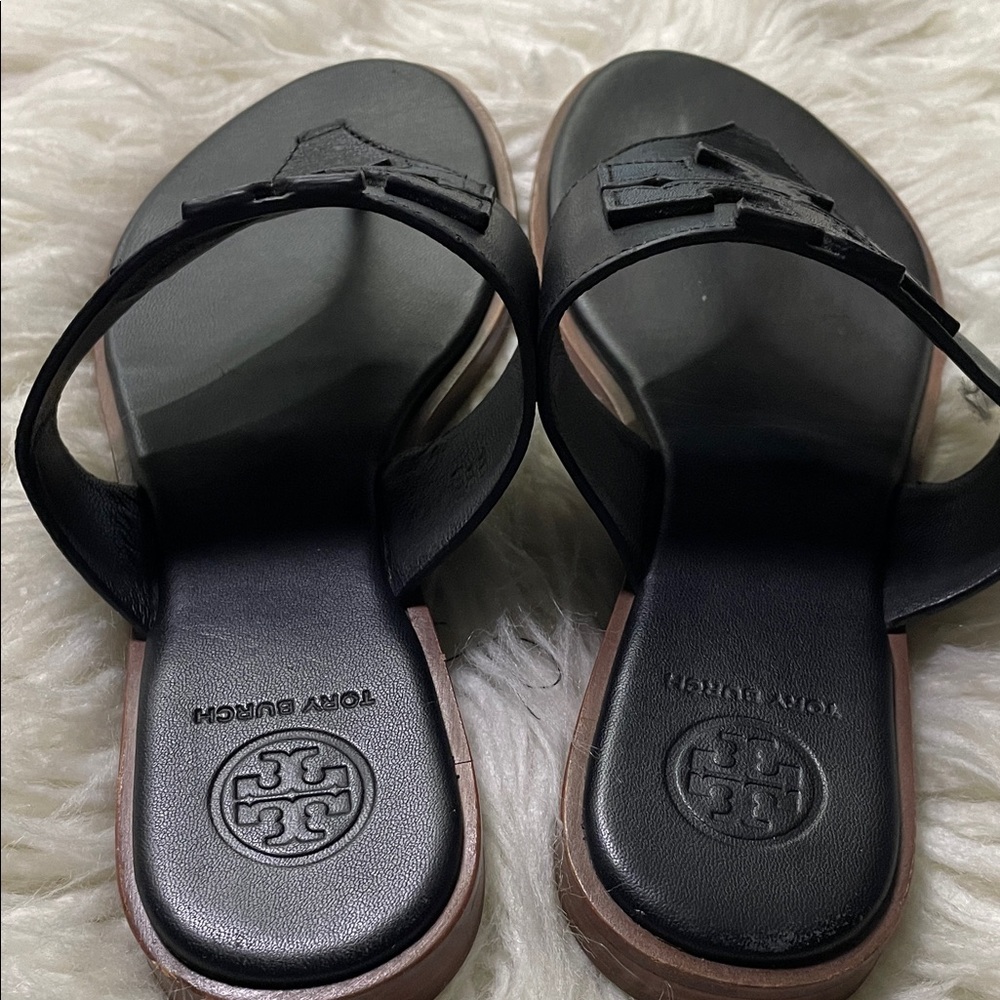 Tory Burch Black Leather Sandals - Picture 2 of 6
